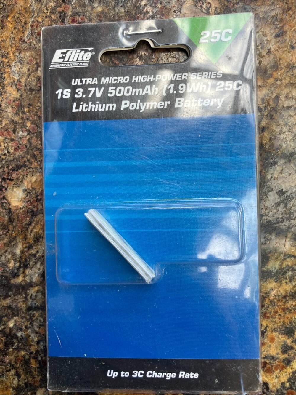 E-flite 1S 3.7V 500mAh 25C LiPo Battery Ultra Micro RC Battery EFLB5001S25 NIP